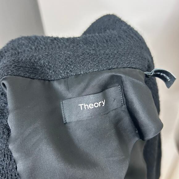 Theory Tweed Button Blazer Black Sz 10 Business Casual Office Career Wear - Picture 4 of 6